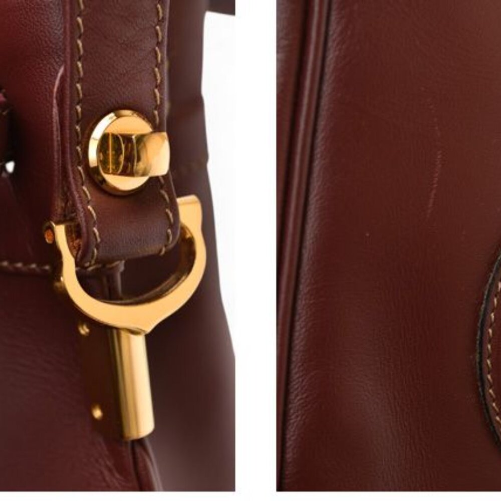 Cartier Shoulder Bag Must Line Vintage Drawstring Bag Crossbody Leather - Picture 4 of 10